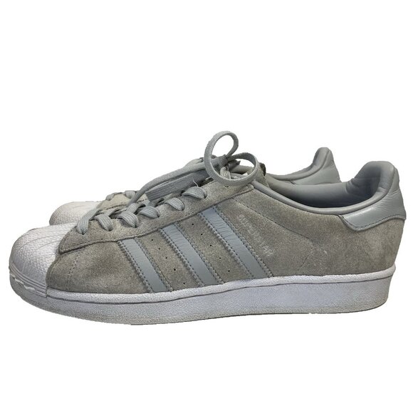 Adidas Superstar Athletic Shoes Mens 10 Gray Suede Low Shell Top Sneakers Skater - Picture 5 of 9